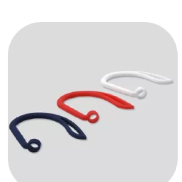 Wireless Earbuds with Red & white Hooks - Picture 2 of 3